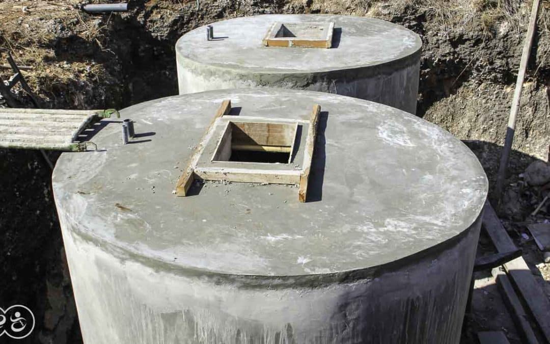 Construction process of two huge ferro-cement water tanks, twice 10,000 liters